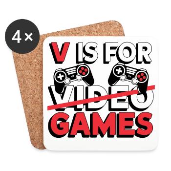 V steht für Video Games Funny - Untersetzer (4er-Set) - Weiß - Vorne