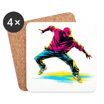 Breakdance Rétrowave - Dessous de verre (lot de 4) - blanc - Devant