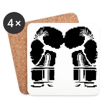 Kickboxing Gloves Pixel Graphic - Coasters (set of 4) - white - Front