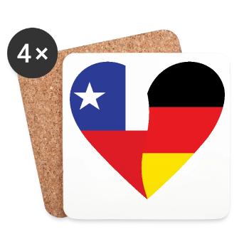 Chile Germany Heart - Untersetzer (4er-Set) - Weiß - Vorne