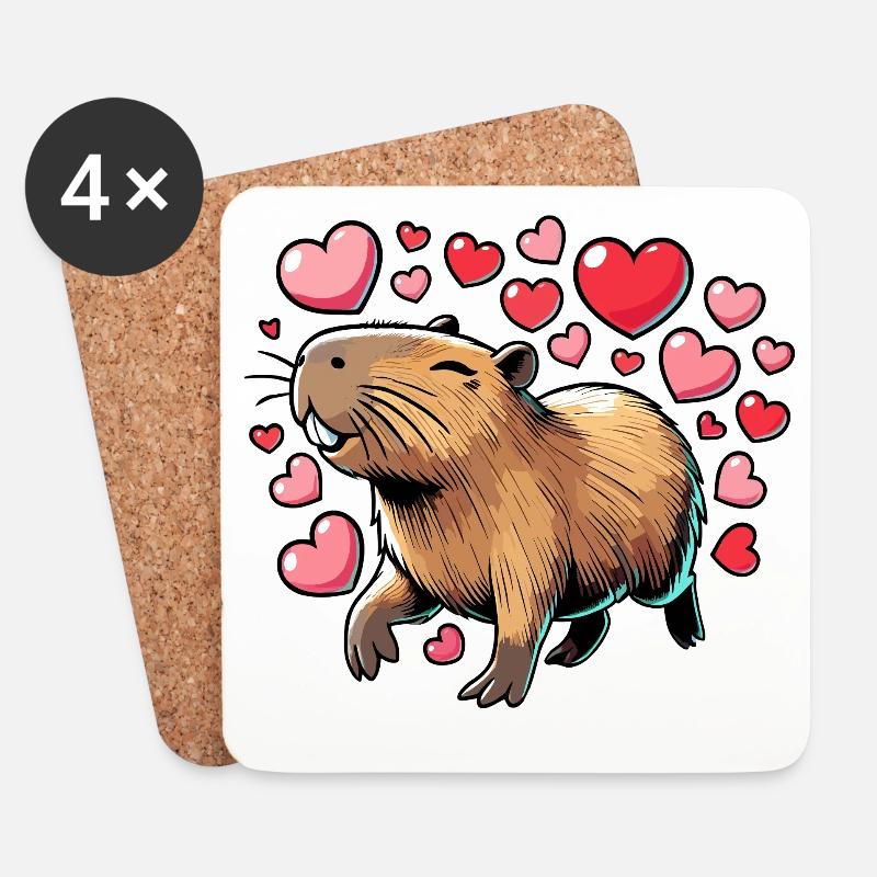 Capybara Liebe – Süßes und Charmantes Design - Untersetzer (4er-Set) - Weiß