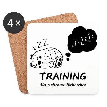 Training fürs Nickerchen - Untersetzer (4er-Set) - Weiß - Vorne