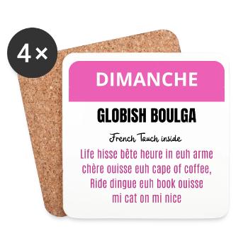 Dimanche - Globish Boulga - French Touch inside - Dessous de verre (lot de 4) - blanc - Devant