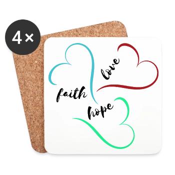 Faith, Love, Hope – Positive Botschaften auf deine - Untersetzer (4er-Set) - Weiß - Vorne
