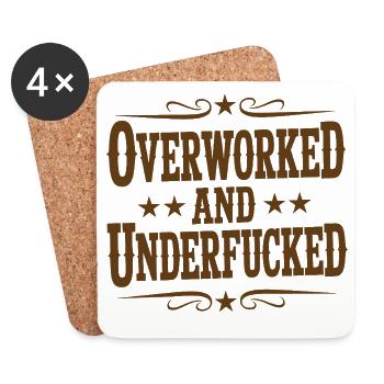 Vintage Sarcastic Overworked Underfucked Quote - Coasters (set of 4) - white - Front