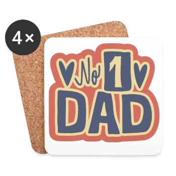No 1 Dad Heart Design - Coasters (set of 4) - white - Front