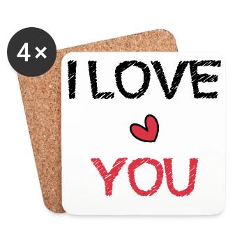 MOM. MOTHER'S DAY. HEART. FEAST. HAPPY BIRTHDAY - Coasters (set of 4) - white - Front