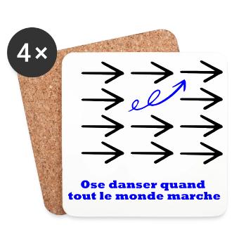 Danse quand tout le monde marche – Design minimali - Dessous de verre (lot de 4) - blanc - Devant