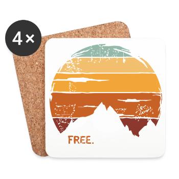 Retro Outdoor Mountain Icon with Sunset - Coasters (set of 4) - white - Front