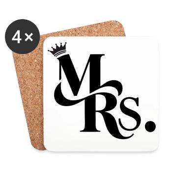 Mrs. & Krone, customizable - Coasters (set of 4) - white - Front