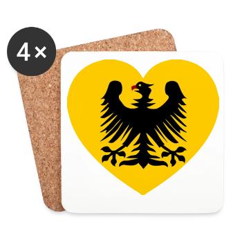 Heraldic eagle emblem in the heart - Coasters (set of 4) - white - Front