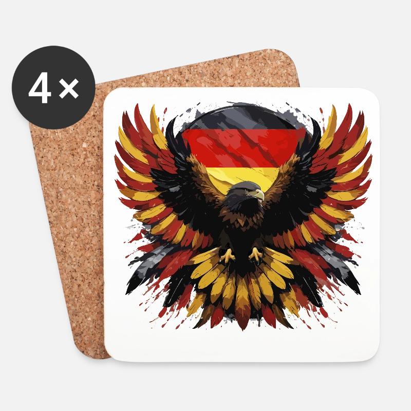 deutscher Adler Schwarz Rot Gold Flagge Adlerkopf - Untersetzer (4er-Set) - Weiß