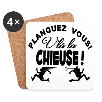 La Chieuse arrive planquez vous! - Dessous de verre (lot de 4) - blanc - Devant