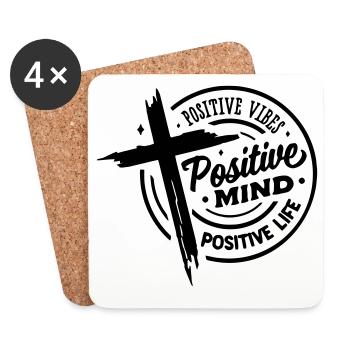 Abstract Geometric Pattern T-Shirt Design - Coasters (set of 4) - white - Front