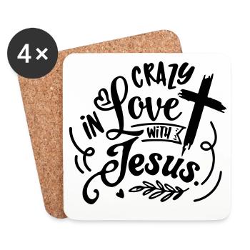 Conception de croix et d’amour inspirée de la foi - Dessous de verre (lot de 4) - blanc - Devant