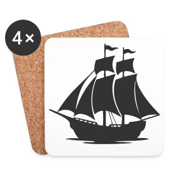 Silhouette de voilier mystérieux - Dessous de verre (lot de 4) - blanc - Devant