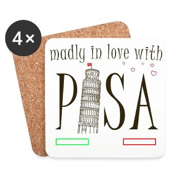 In love with Pisa, hand drawing, leaning tower - Coasters (set of 4) - white - Front
