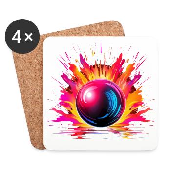 Bowling - Untersetzer (4er-Set) - Weiß - Vorne