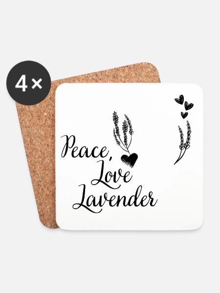 Love, Peace and Lavender - Untersetzer (4er-Set) - Weiß