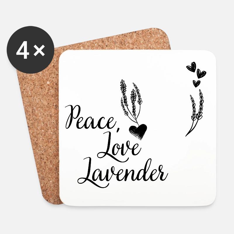 Love, Peace and Lavender - Untersetzer (4er-Set) - Weiß