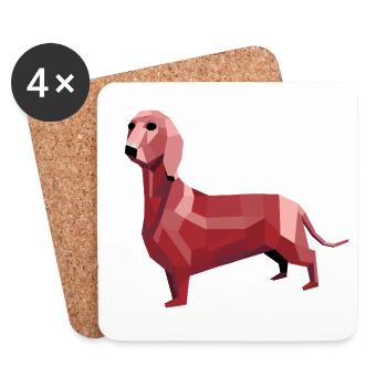 Dachshund low poly red - Coasters (set of 4) - white - Front