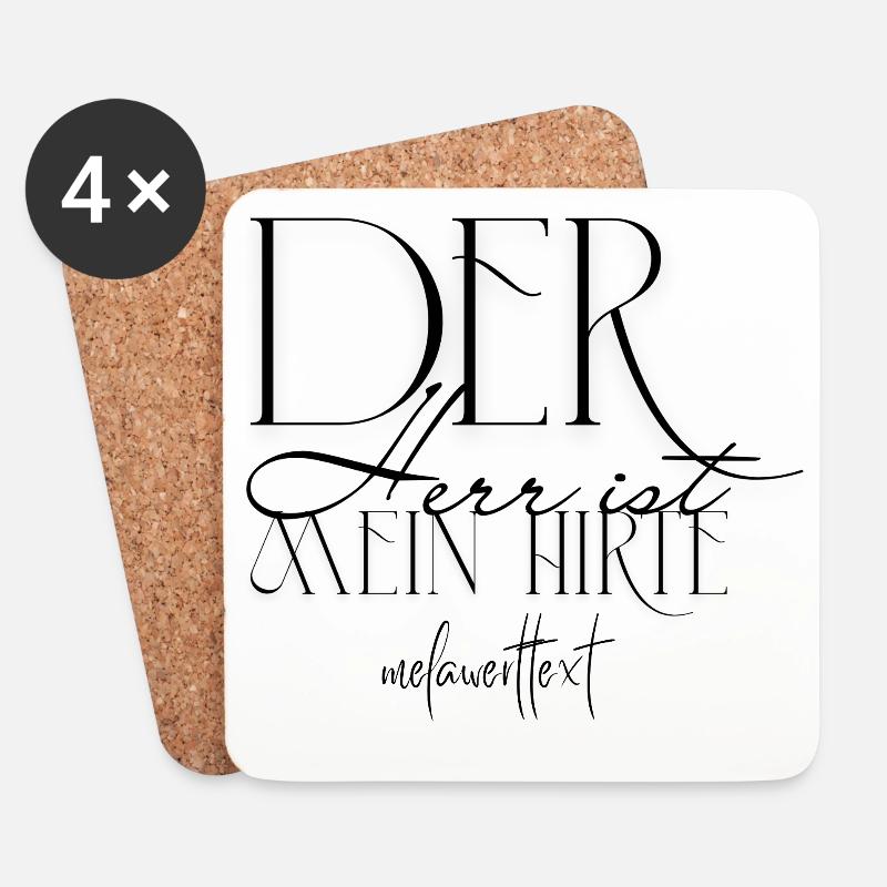 Der Herr ist mein Hirte - Psalm 23 melawerttext - Untersetzer (4er-Set) - Weiß
