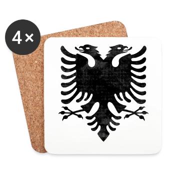 Drapeau de l’aigle albanais Logo Albanie Shqipëria - Dessous de verre (lot de 4) - blanc - Devant