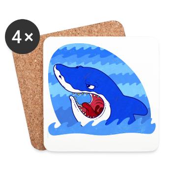 Grim Shark - Untersetzer (4er-Set) - Weiß - Vorne