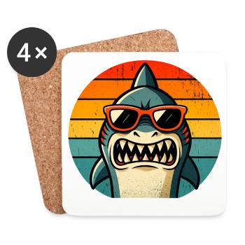 Cool Shark with Sunglasses - Coasters (set of 4) - white - Front
