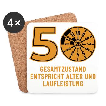 HU Oktober 2025 - 50 Jahre - Geburtstag Geschenk - Untersetzer (4er-Set) - Weiß - Vorne
