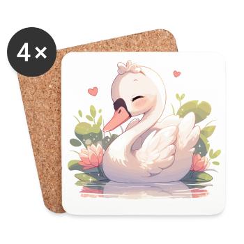 Cygnes Cygne - Dessous de verre (lot de 4) - blanc - Devant