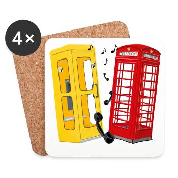Vintage English and German phone booth - Coasters (set of 4) - white - Front