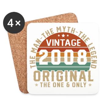 2008 Vintage Retro Geburtstagsgeschenk - Untersetzer (4er-Set) - Weiß - Vorne