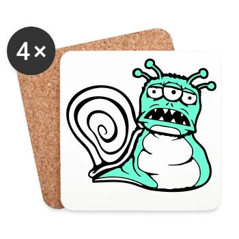 snail alien monster Halloween extraterrestrial - Coasters (set of 4) - white - Front