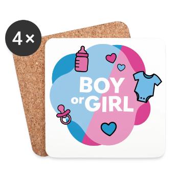 Gender reveal Boy or Girl - Coasters (set of 4) - white - Front