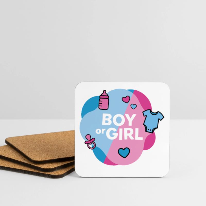 Geschlecht enthüllen Junge oder Mädchen Untersetzer (4er-Set)