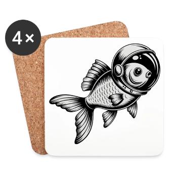 Poisson dans l’espace - Logo Cool Astonomy - Dessous de verre (lot de 4) - blanc - Devant