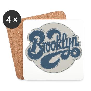 Vintage Brooklyn Typografie - Untersetzer (4er-Set) - Weiß - Vorne