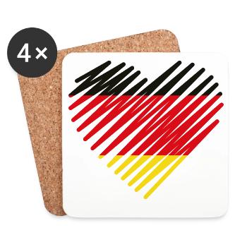 Abstract German Flag Heart Design - Coasters (set of 4) - white - Front