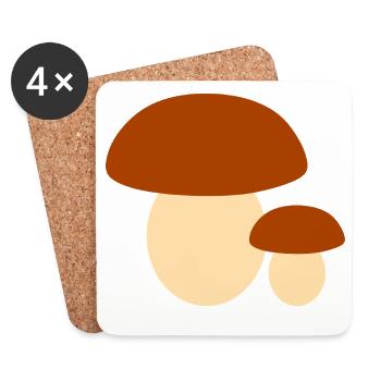 Minimalistische Pilz-Illustration - Untersetzer (4er-Set) - Weiß - Vorne