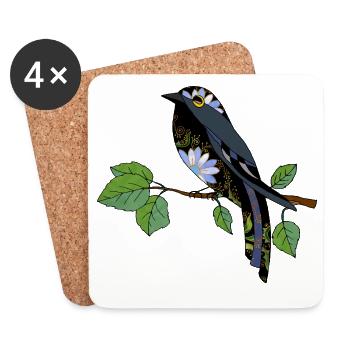 Bunter Vogel - Untersetzer (4er-Set) - Weiß - Vorne