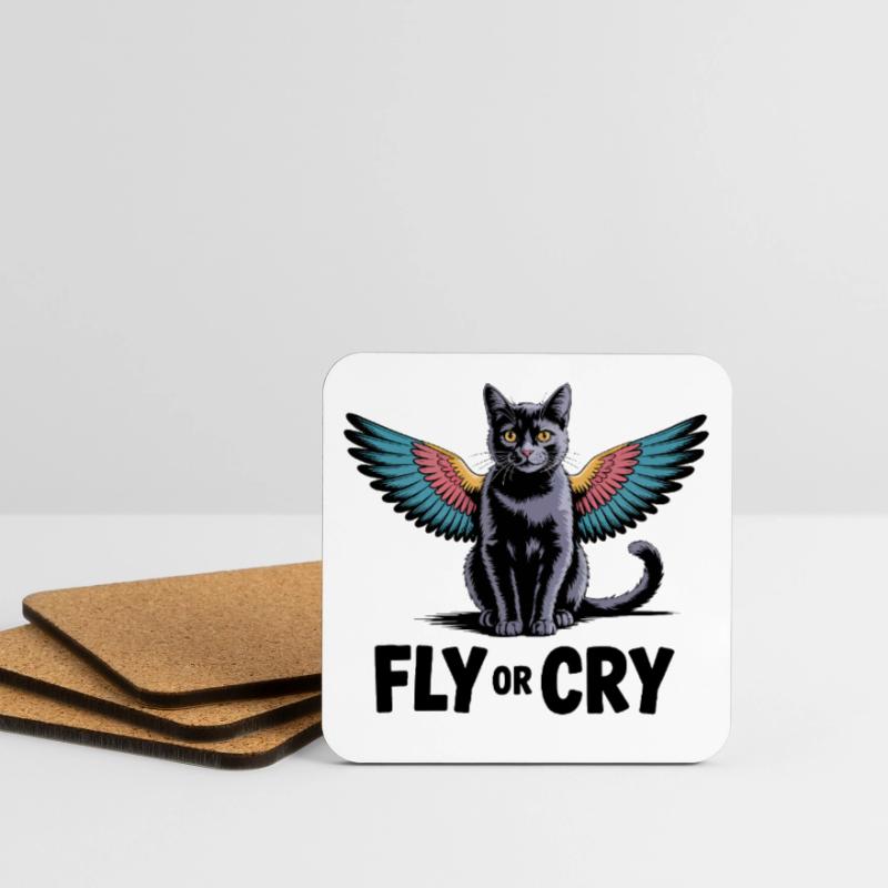 Fliege oder rufe Katze Untersetzer (4er-Set)
