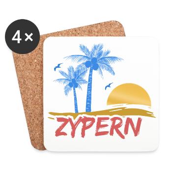 Tropical Palm Trees Sunset of Cyprus - Coasters (set of 4) - white - Front