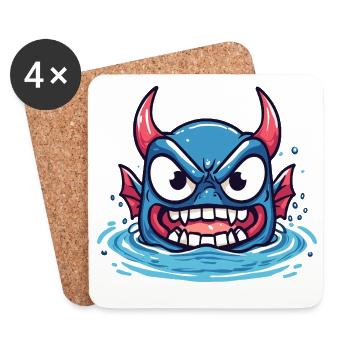 Démon de l’eau féroce - Dessous de verre (lot de 4) - blanc - Devant