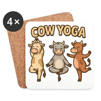 Kuh Yoga Illustration - Untersetzer (4er-Set) - Weiß - Vorne