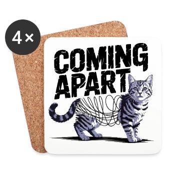 Chat qui se démonte - Dessous de verre (lot de 4) - blanc - Devant
