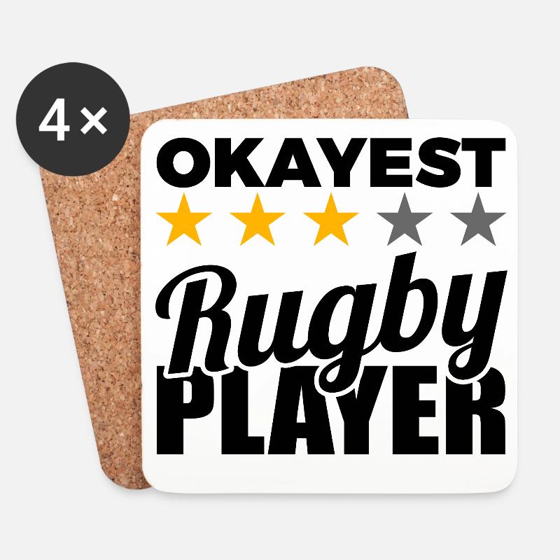 Rugby Spieler - Untersetzer (4er-Set) - Weiß