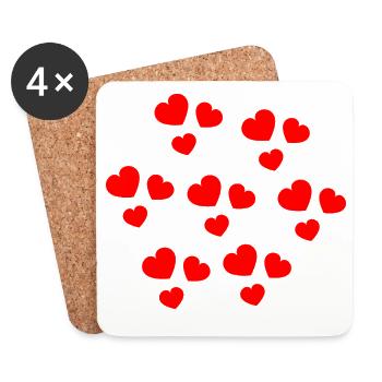 HEART. COUPLE. VALENTINE'S DAY. JUST MARRIED. Bachelorette party. - Coasters (set of 4) - white - Front