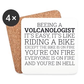 Volcanologist Riding A Bike Volcanology - Untersetzer (4er-Set) - Weiß - Vorne