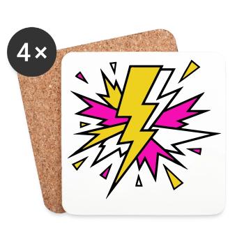 Yellow Beam Neon Explosion - Coasters (set of 4) - white - Front
